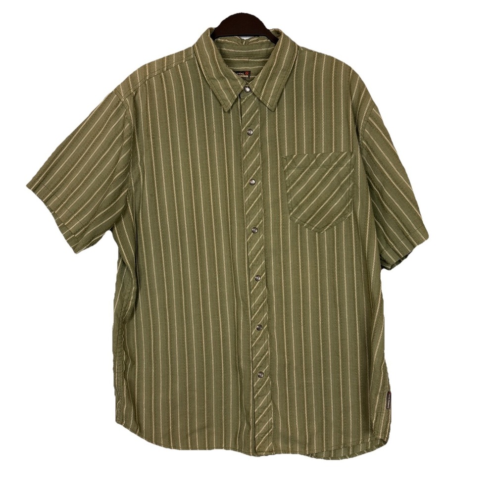 Royal Robbins Shirt Mens XL Short Sleeve Pearl Snap Gorpcore Western Green